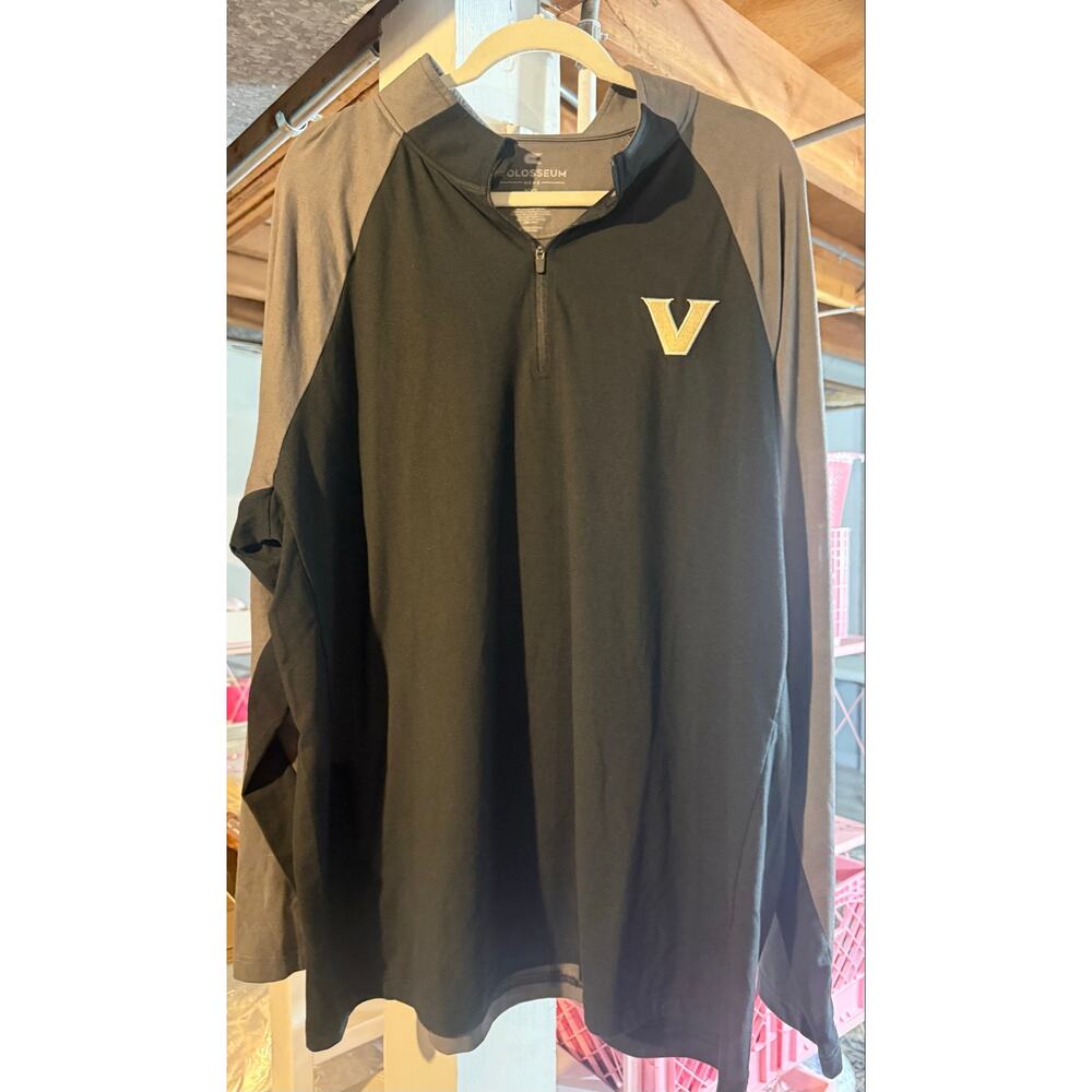 Colosseum Vanderbilt Commodores Men’s XXL Quarter Zip Pullover Black Gray NCAA